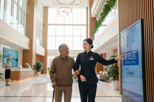 Bilingual medical escort helping foreign patient in Chinese hospital
